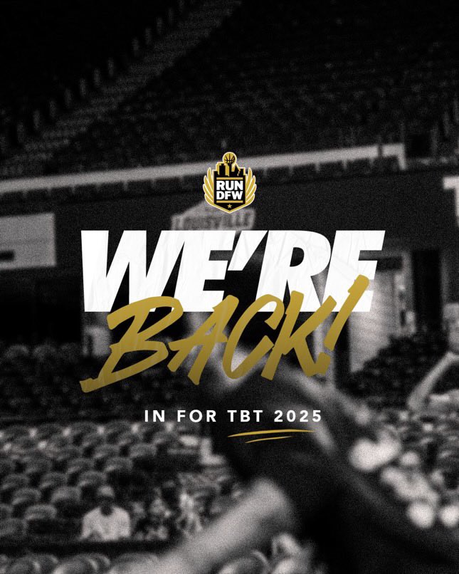 RunDFWTBT's tweet image. We’re Back! 🏆

Run DFW is officially returning to The Basketball Tournament (TBT) 2025! We are honored to have another opportunity to represent the Dallas-Fort Worth basketball community on a national stage! 

The journey begins now! 

#RunDFW #TBT2025