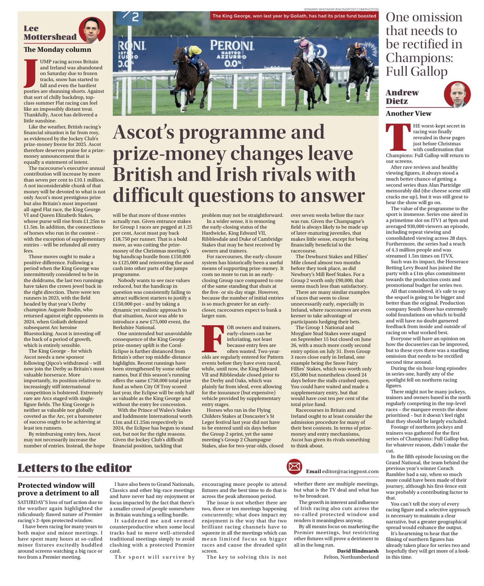 My letter published in the Racing Post