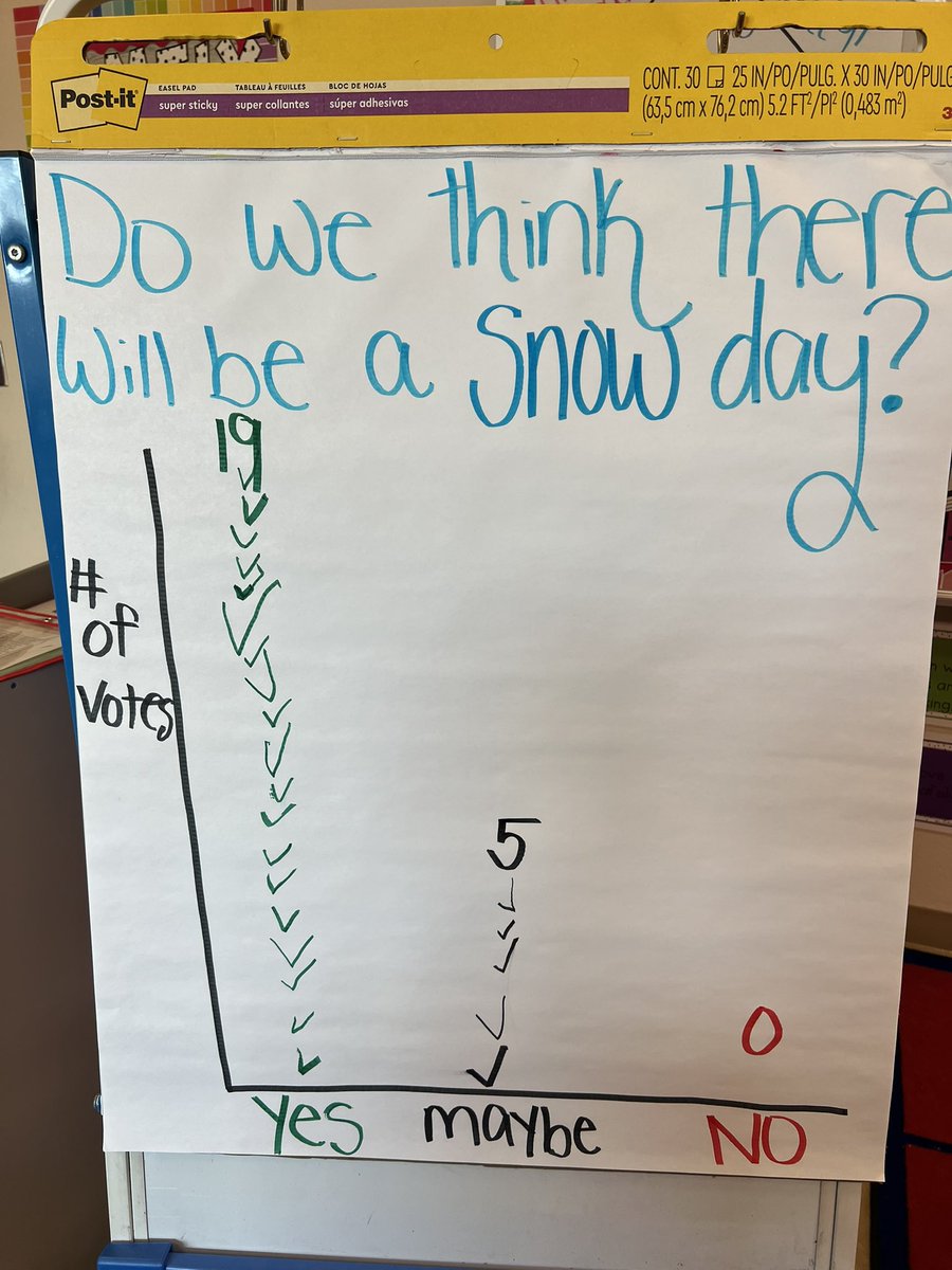 Learning all about sorting and graphing this week. What better way than to cast our vote about a snow day tomorrow!❄️☃️🌨️