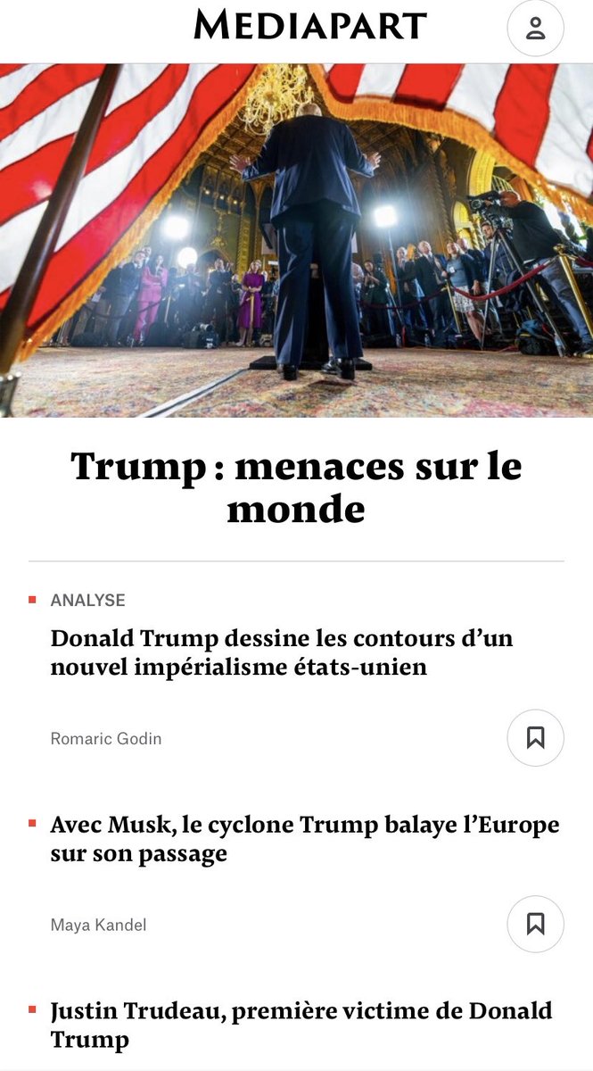 Affronter la certitude du pire. Trump et Musk veulent imposer leur nouvel Empire fasciste au monde. Le premier est prêt à conquérir par la force canal de Panamà et Groenland. Le second soutient des héritiers du nazisme contre les démocraties européennes.
👉mediapart.fr