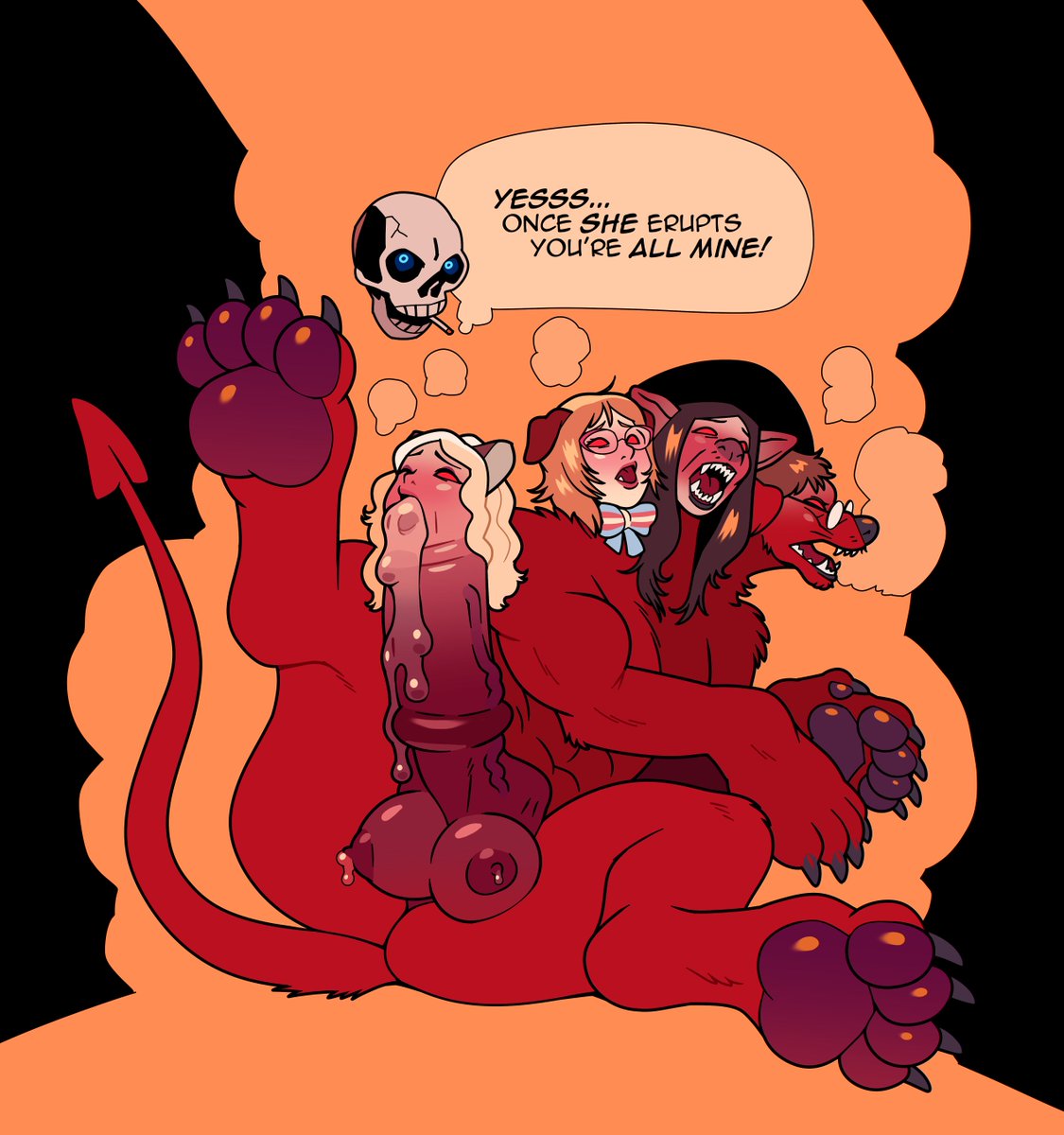 The Cerberus art by Blackshirtboy

Art for our new TF audio on our P@tre0n, where four of the KU staff are merged together and transformed into a lust-filled Cerberus!