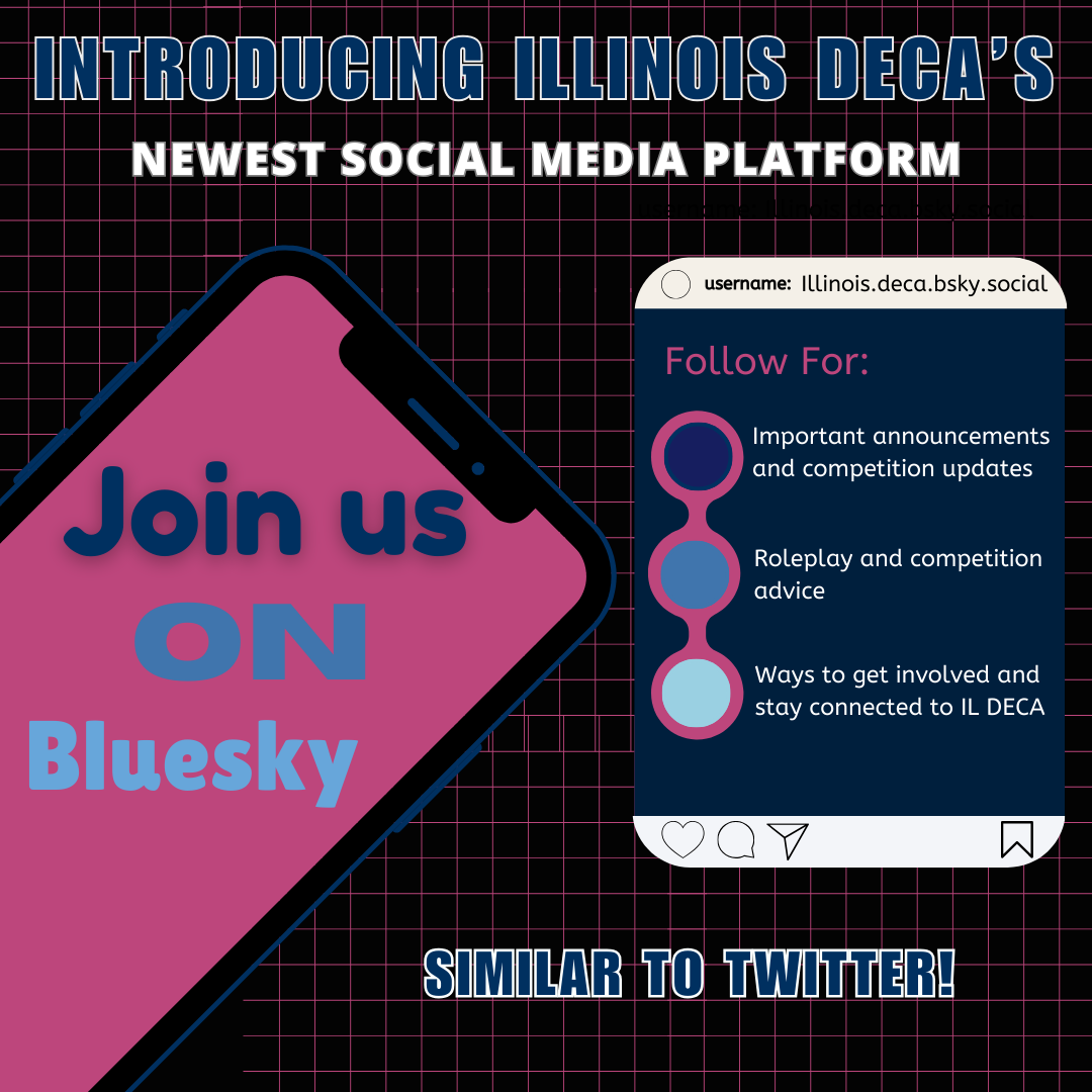 🔷 Big News! 🔷
Illinois DECA is now on BlueSky! 🌐 Follow us @ Illinois.deca.bsky.social to stay updated on all things DECA—competitions, leadership tips, and more!

See you on BlueSky!! 💼✨ #IllinoisDECA #BlueSky