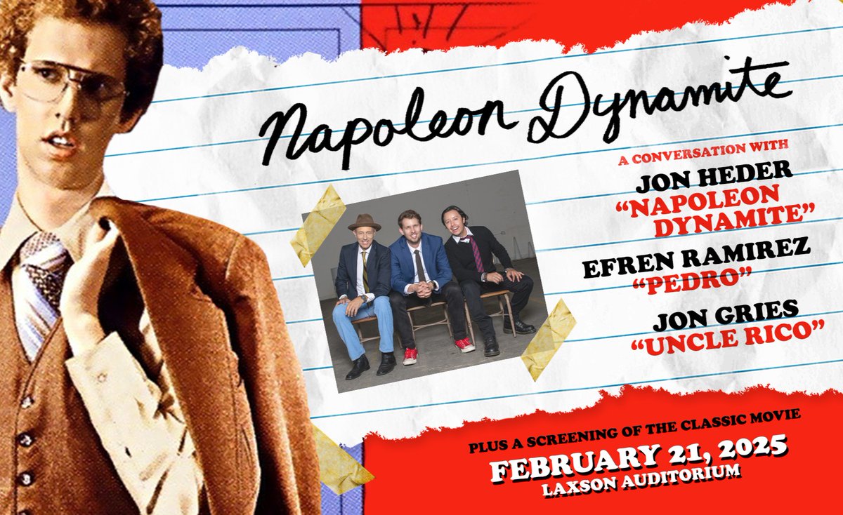 Mark your calendars! The Napoleon Dynamite cast is coming to Chico for a special event on Feb. 21 featuring a screening of Napoleon Dynamite followed by a lively, freewheeling, moderated discussion with fan-favorite cast members.

Get your tickets at chicoperformances.com