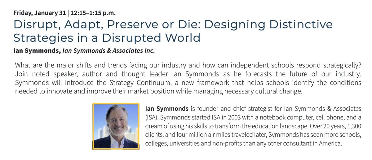 Ian Symmonds (@iansymmonds) on Twitter photo Stoked to keynote at the upcoming <a href="/isaschools/">The Independent Schools Association (ISA)</a> Heads Conference in Chicago. Love this organization and their schools. Stoked to keynote at the upcoming <a href="/isaschools/">The Independent Schools Association (ISA)</a> Heads Conference in Chicago. Love this organization and their schools.