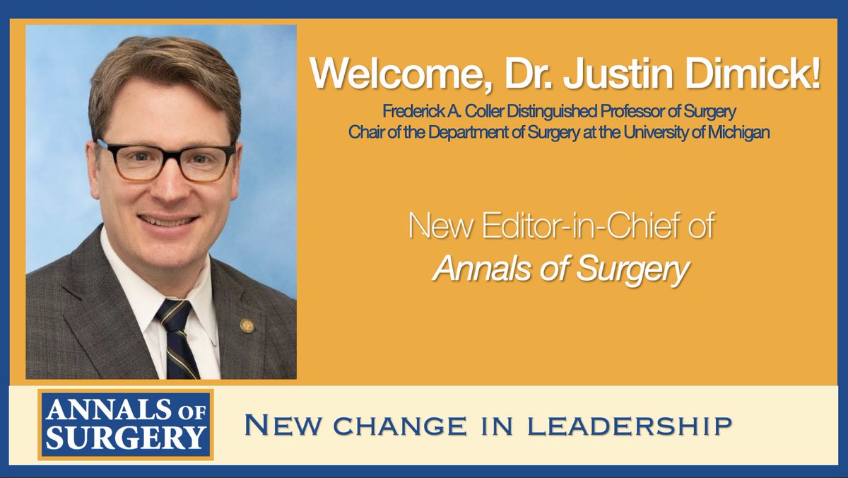 Annals of Surgery (@annalsofsurgery) on Twitter photo We are thrilled to announce that Dr. Dimick (<a href="/jdimick1/">Justin B. Dimick</a>) has assumed the role of our NEW Editor-in-Chief at Annals of Surgery! We are thrilled to announce that Dr. Dimick (<a href="/jdimick1/">Justin B. Dimick</a>) has assumed the role of our NEW Editor-in-Chief at Annals of Surgery!