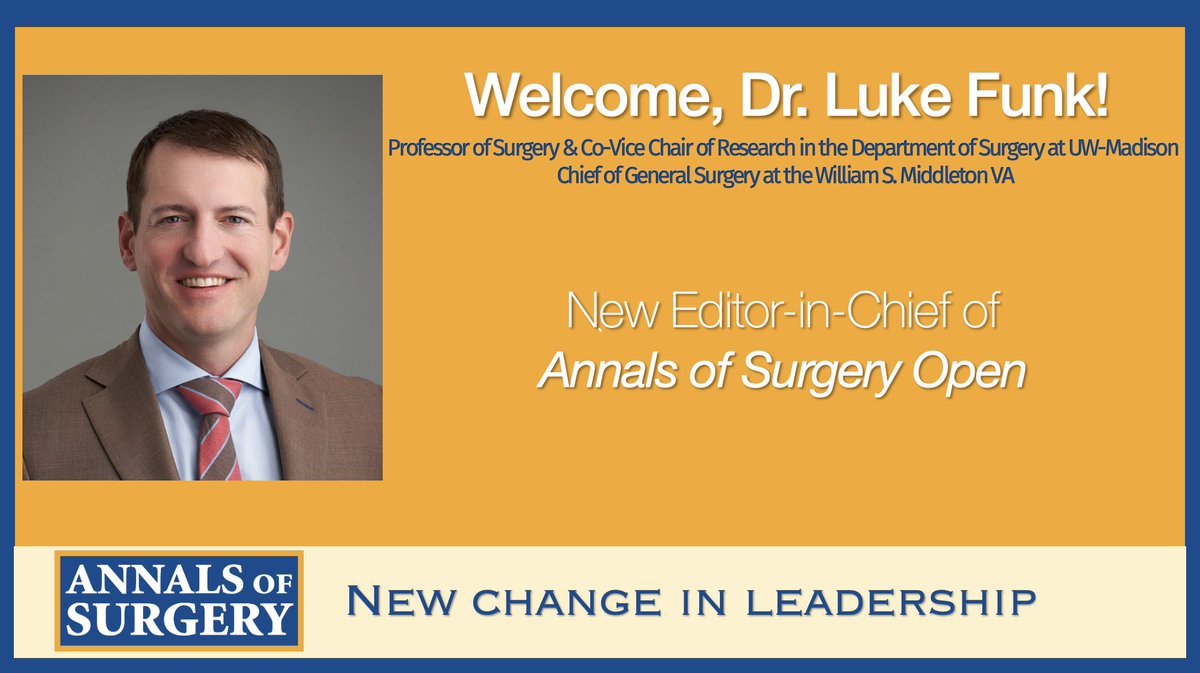 Annals of Surgery (@annalsofsurgery) on Twitter photo And that's not all! Dr. Funk (<a href="/lmfunk2/">Luke Funk, MD, MPH</a>) is our new Editor-in-Chief of Annals of Surgery Open! We are excited to see the growth of the journal under his leadership! And that's not all! Dr. Funk (<a href="/lmfunk2/">Luke Funk, MD, MPH</a>) is our new Editor-in-Chief of Annals of Surgery Open! We are excited to see the growth of the journal under his leadership!