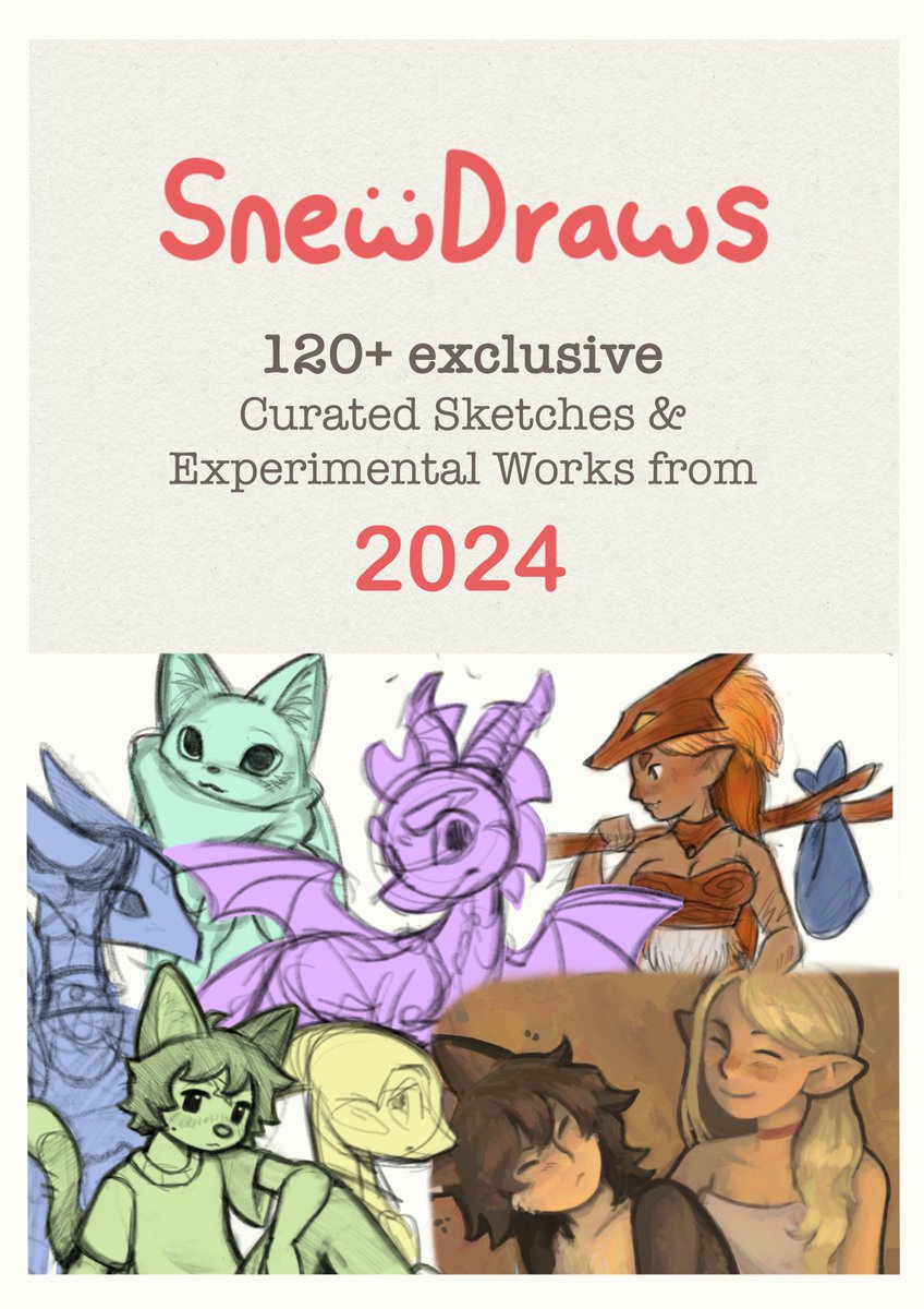 My 2024 sketchbook PDF has been released 💛 None of the works have been uploaded online, and can only be found in the PDF

snewdraws.itch.io/2024-digital-s…
