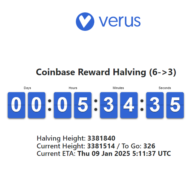 joefromthehills's tweet image. a mere 5h left to the next halving in the pre-determined $VRSC emission schedule, moving VRSC inflation down from 4 to 2%
we are now over 6 years after the fair launch of Verus, following the grass-roots growth approach ever since

never forget where we comin from 💙✌️
👇