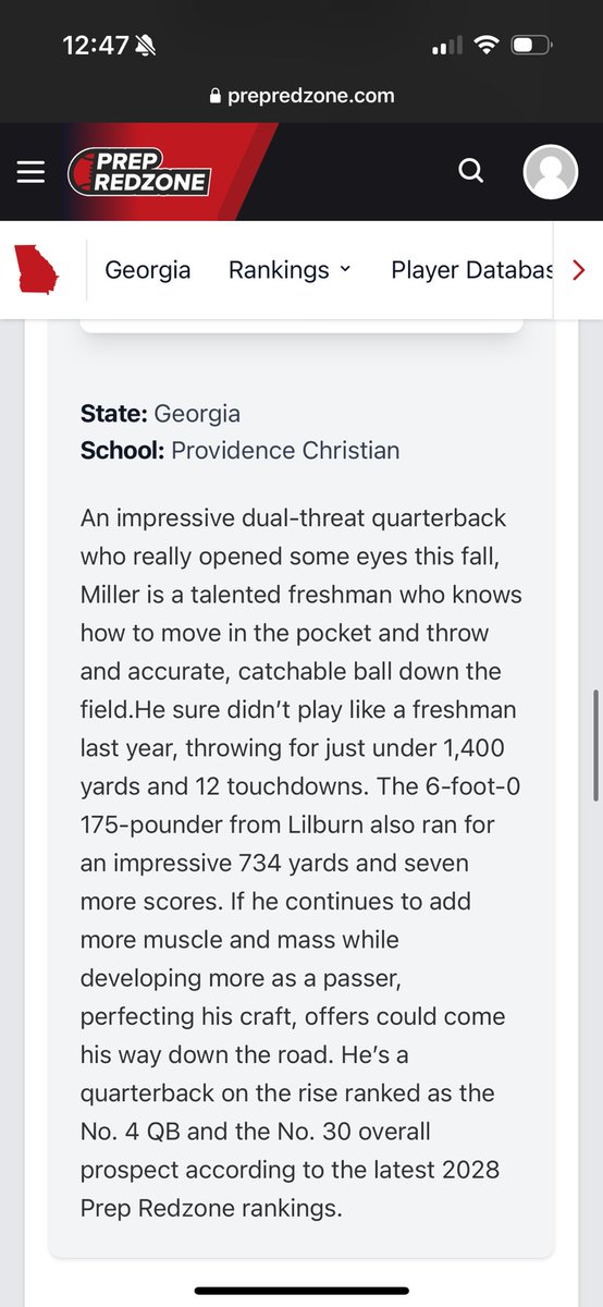 Michael Miller (2028 QB) (@michaelmillr4) on Twitter photo Number 4 QB and number 30 player in Georgia in 2028
<a href="/johnruss07/">John Russ</a> <a href="/PCStormFootball/">PROV Football</a> <a href="/Coach_Gummy/">Montgomery VanGorder</a> <a href="/najehwilk/">Najeh Wilkins</a> <a href="/DemetricDWarren/">Demetric D. Warren</a> <a href="/RecruitGeorgia/">Recruit Georgia</a> <a href="/NEGARecruits/">Northeast Georgia Recruits</a> <a href="/Colton_Leggett/">Colton Leggett</a> <a href="/Coach_JDiBiaso/">Jonathan DiBiaso</a> <a href="/Matthew_Suero/">Matthew Suero</a> <a href="/CodyCollinsGT/">Cody Collins</a> <a href="/JeremyO_Johnson/">Jeremy Johnson</a> <a href="/MattDeBary/">Matt DeBary</a> <a href="/CoachDLett/">Derrick Lett</a> Number 4 QB and number 30 player in Georgia in 2028
<a href="/johnruss07/">John Russ</a> <a href="/PCStormFootball/">PROV Football</a> <a href="/Coach_Gummy/">Montgomery VanGorder</a> <a href="/najehwilk/">Najeh Wilkins</a> <a href="/DemetricDWarren/">Demetric D. Warren</a> <a href="/RecruitGeorgia/">Recruit Georgia</a> <a href="/NEGARecruits/">Northeast Georgia Recruits</a> <a href="/Colton_Leggett/">Colton Leggett</a> <a href="/Coach_JDiBiaso/">Jonathan DiBiaso</a> <a href="/Matthew_Suero/">Matthew Suero</a> <a href="/CodyCollinsGT/">Cody Collins</a> <a href="/JeremyO_Johnson/">Jeremy Johnson</a> <a href="/MattDeBary/">Matt DeBary</a> <a href="/CoachDLett/">Derrick Lett</a>