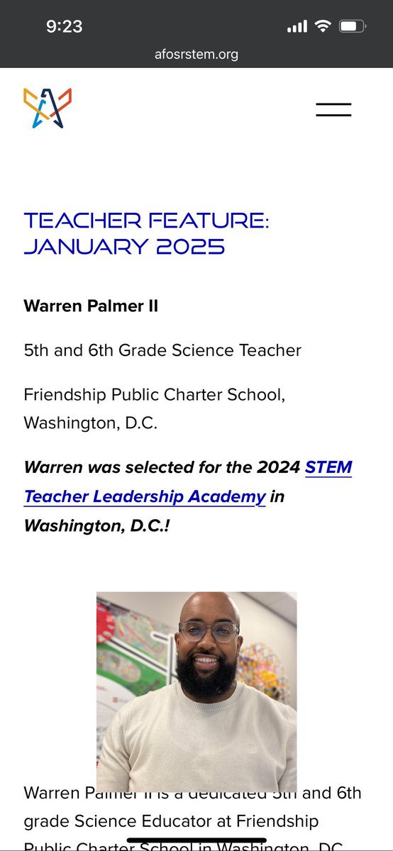 “For I know the plans I have for you,” says the Lord. “They are plans for good and not for disaster, to give you a future and a hope.”
Jeremiah 29:11 NLT

Check out the feature! 🙌🏾

afosrstem.org/teacher-featur…

#educator #STEM #blackmaleeducator #fearless