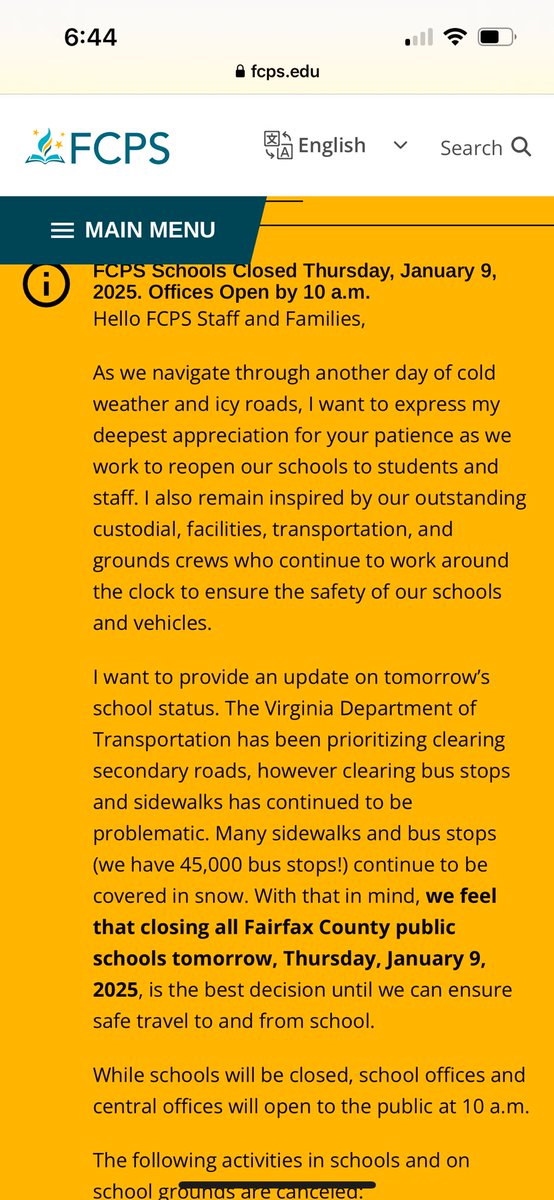 alexhahn's tweet photo. So the roads are clear but now we can’t open schools till every sidewalk across all  391 square miles of Fairfax County is clear?  I mean why bother with school at all this week at this point….. https://t.co/XRoGgqabtA