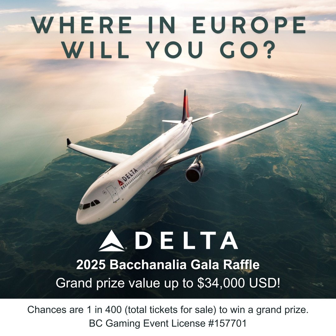 bardonthebeach (@bardonthebeach) on Twitter photo Where in Europe will you go? ✈️
The 2025 <a href="/VanWineFest/">Vancouver International Wine Festival</a> Bacchanalia Gala Raffle is live! You could win one of three great prizes, including two Delta One® tickets to anywhere in Europe that Delta Air Lines flies.
For more info and tickets, visit: bardonthebeach.rafflenexus.com/a/twitter Where in Europe will you go? ✈️
The 2025 <a href="/VanWineFest/">Vancouver International Wine Festival</a> Bacchanalia Gala Raffle is live! You could win one of three great prizes, including two Delta One® tickets to anywhere in Europe that Delta Air Lines flies.
For more info and tickets, visit: bardonthebeach.rafflenexus.com/a/twitter