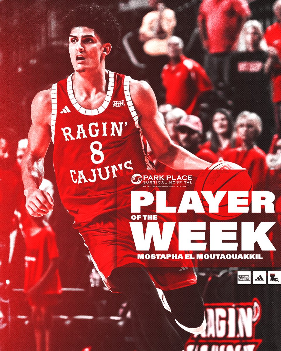 Louisiana Ragin’ Cajuns® Men's Basketball (@ragincajunsmbb) on Twitter photo Back-to-back strong performances last week earns <a href="/YBS_BIGMO/">Mostapha El Moutaouakkil</a> Park Place Player of the Week honors
#GeauxCajuns Back-to-back strong performances last week earns <a href="/YBS_BIGMO/">Mostapha El Moutaouakkil</a> Park Place Player of the Week honors
#GeauxCajuns