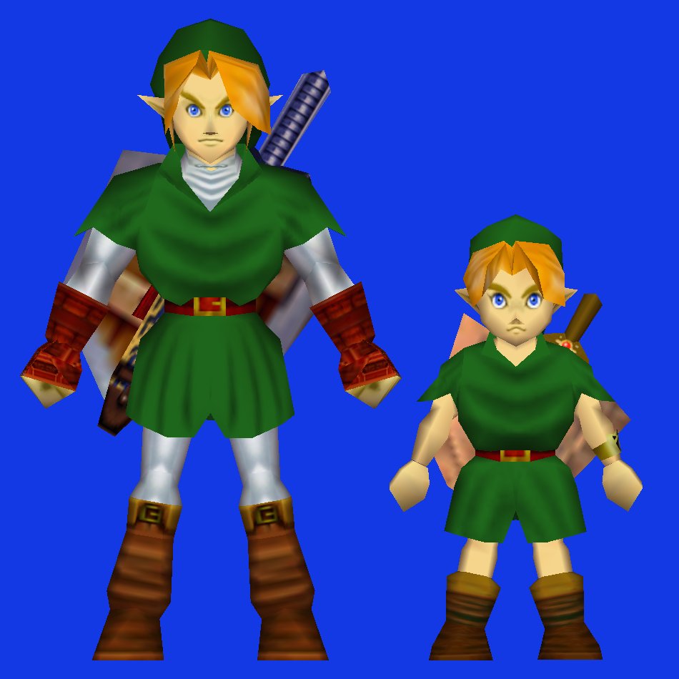 Orthographic &amp; in engine size comparison for both Ocarina of Time Link models
#zelda
#zeldatwt