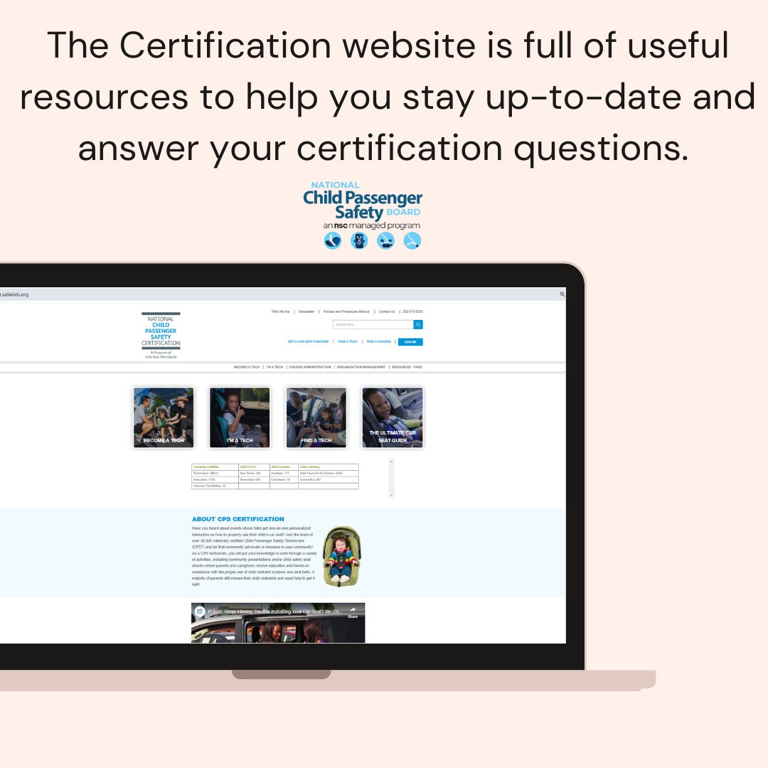 NCPSB's tweet photo. #TechTipoftheWeek: The National CPS Certification website is full of useful resources to help you stay up-to-date and answer your recertification-related questions. Don’t wait, visit today: https://t.co/VrsX7VdIxH
#carseat #safety #education #parenting #children @NSCsafety https://t.co/FXRFnJ02TL