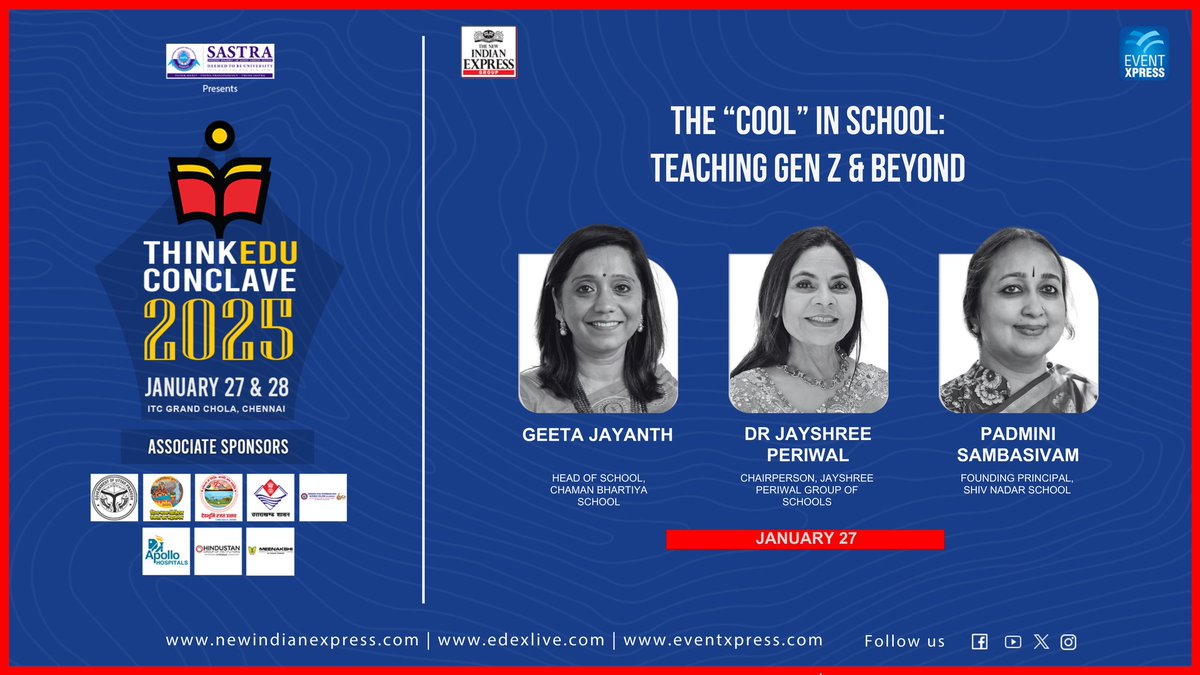 Gen Z is rewriting the playbook, and educators are adapting fast. At #ThinkEdu2025 in Chennai, Geeta Jayanth, Dr Jayshree Periwal, and Padmini Sambasivam redefine what it means to inspire students in the modern classroom.

Register: bit.ly/4g5f3T7