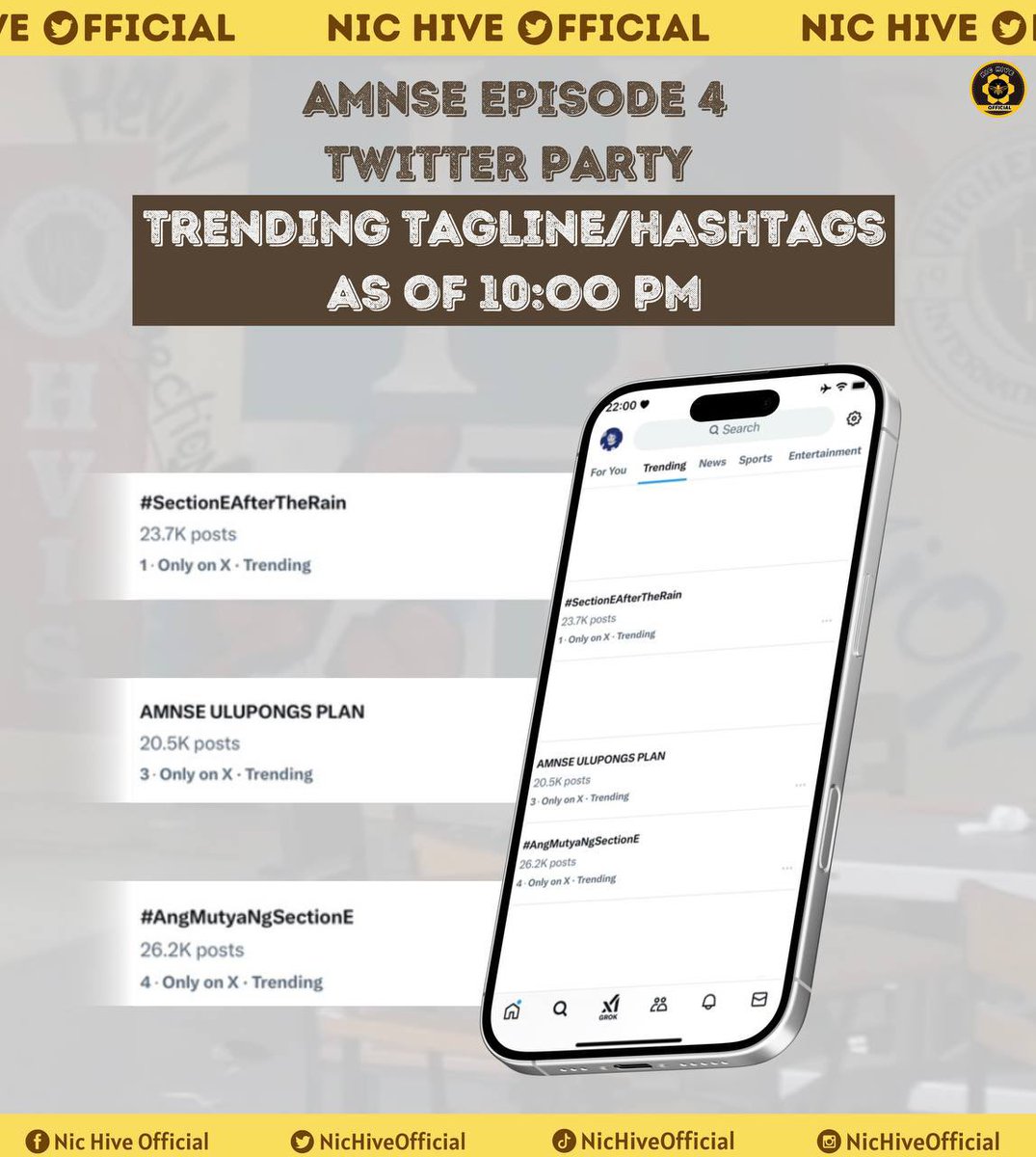 nichiveofficial's tweet photo. Trending Tagline and Hashtag as of 10:00 PM

AMNSE ULUPONGS PLAN

#SectionEAfterTheRain #AngMutyaNgSectionE #NicAsKitHarington https://t.co/m8kbAiQR5f