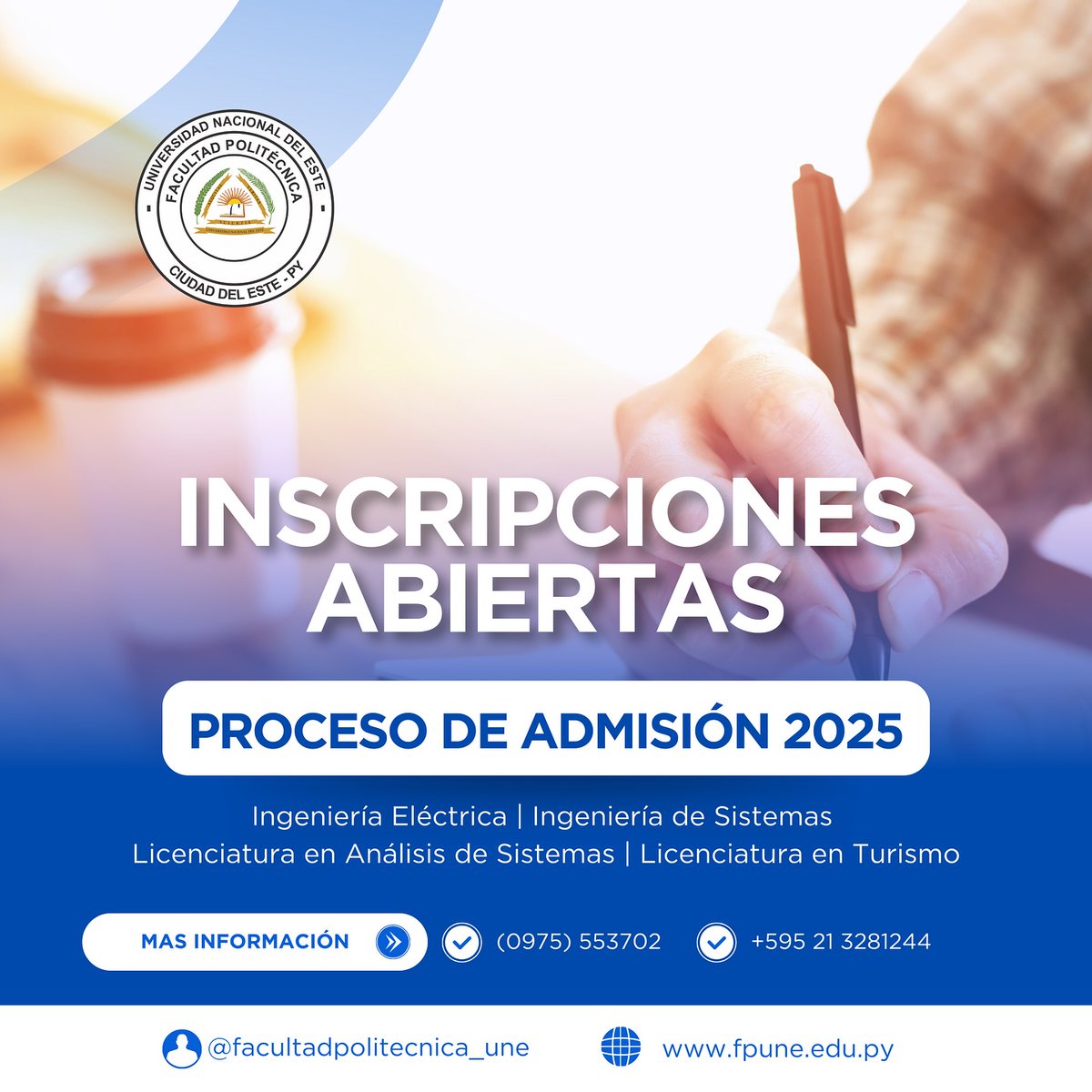 fpune's tweet photo. Están abiertas las inscripciones para las carreras de Ingeniería Eléctrica, Ingeniería de Sistemas, Licenciatura en Análisis de Sistemas y Licenciatura en Turismo.

📷 Consultá los requisitos y fechas en nuestros canales oficiales: https://t.co/adCjnWSHKL https://t.co/xC84dhPkIB