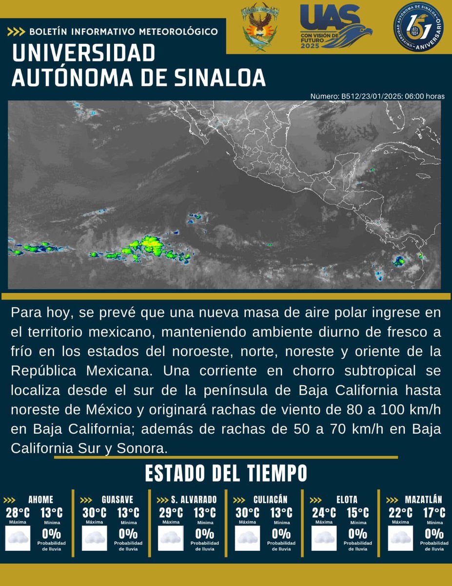 Trasciende60696's tweet photo. #Clima #EstadoDelTiempo

Universidad Autónoma de Sinaloa
@uasoficialmx https://t.co/MsN9WQW33a