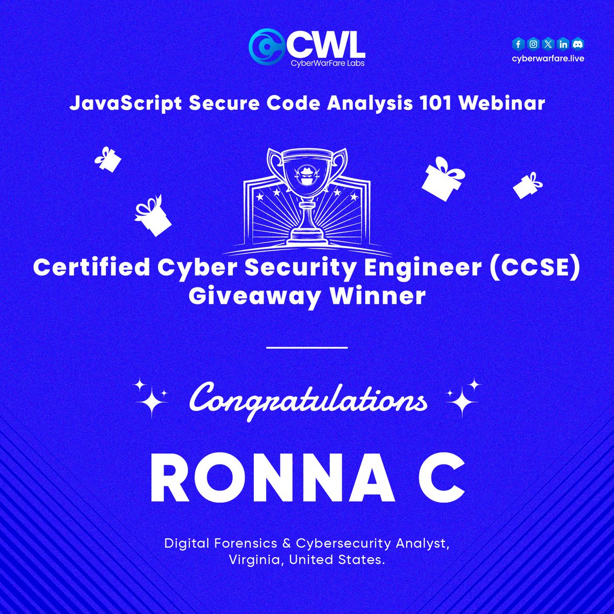cyberwarfarelab's tweet image. 🎉 Drum roll, please! 🥁 The wait is over. Ronna C is our JavaScript Secure Code Analysis 101 webinar giveaway winner!

🎟️ Ronna C Please mail us on support@cyberwarfare.live to claim your coupon.

#JavaScriptSecureCode #CodeSecurity #WebinarWin #CWL