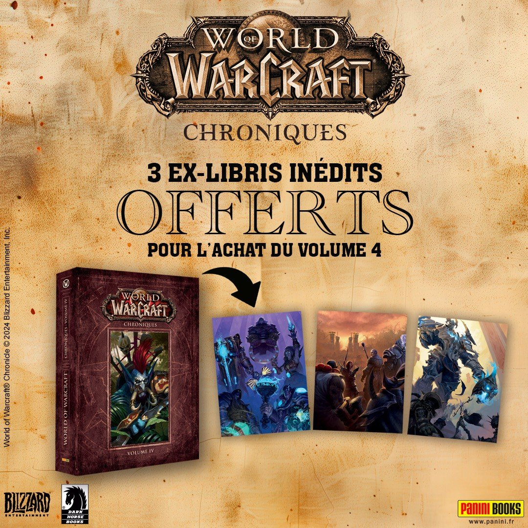 J'organise un concours pour gagner un pack Warcraft Chroniques Volume 4 + 3 ex-libris, que vous pouvez trouver ici pour 35€ (comme les 3 autres Chroniques):
bit.ly/3Wbrndx
Pour participer:
➡️ RT ce post
➡️ Follow <a href="/Malganyr/">Malganyr</a> 
➡️ Follow <a href="/paninicomicsfra/">Panini Comics France</a>
