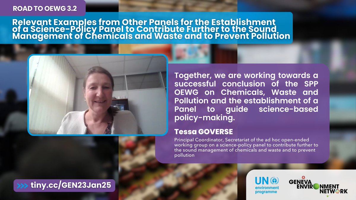 GENeva Environment Network (@genetwork) on Twitter photo <a href="/UNEP/">UN Environment Programme</a> <a href="/IPCC_CH/">IPCC</a> <a href="/IPBES/">ipbes</a> <a href="/IISD_ENB/">Earth Negotiations Bulletin</a> <a href="/ErmiraFida/">Ermira Fida</a> <a href="/JimSkeaIPCC/">Jim Skea</a> <a href="/dobura/">David Obura</a> <a href="/NaliniSharmaGVA/">Nalini Sharma</a> <a href="/IPCPch/">IPCP - International Panel on Chemical Pollution</a> <a href="/ALarigauderie/">Anne Larigauderie</a> Tessa Goverse, Principal Coordinator of the #SPPCWP OEWG Secretariat, underscores how the panel can enhance the global ability to address the growing urgency to address #chemicals, #waste and #pollution -- using the experience of other panels -- towards a robust, independent SPP. <a href="/UNEP/">UN Environment Programme</a> <a href="/IPCC_CH/">IPCC</a> <a href="/IPBES/">ipbes</a> <a href="/IISD_ENB/">Earth Negotiations Bulletin</a> <a href="/ErmiraFida/">Ermira Fida</a> <a href="/JimSkeaIPCC/">Jim Skea</a> <a href="/dobura/">David Obura</a> <a href="/NaliniSharmaGVA/">Nalini Sharma</a> <a href="/IPCPch/">IPCP - International Panel on Chemical Pollution</a> <a href="/ALarigauderie/">Anne Larigauderie</a> Tessa Goverse, Principal Coordinator of the #SPPCWP OEWG Secretariat, underscores how the panel can enhance the global ability to address the growing urgency to address #chemicals, #waste and #pollution -- using the experience of other panels -- towards a robust, independent SPP.