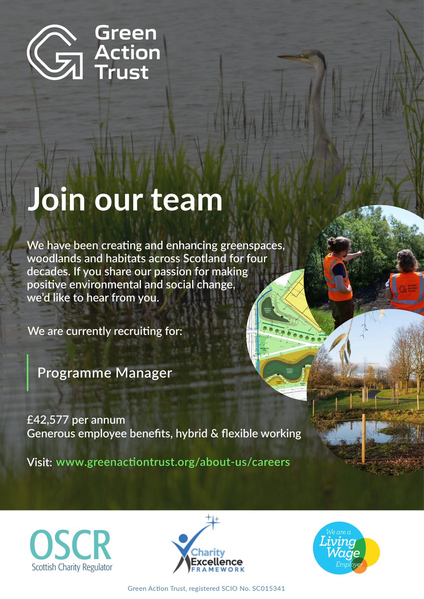 📢 We're hiring

We're looking for a Programme Manager to join our team. 

If you want to make a difference to Scotland's #environment, we want to hear from you. Find out more at: greenactiontrust.org/about-us/caree…

#recruitment #environmentaljobs #greenjobs