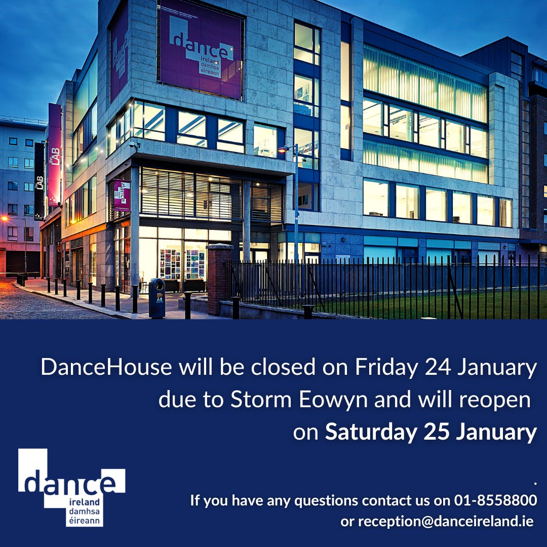 DanceHouse will close tomorrow to the public and staff due to severe weather warning.

There will be no classes, and all bookings will be contacted by our staff.

Stay safe!