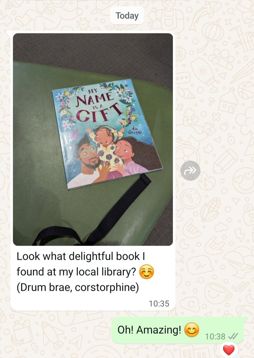 Zeshan Akhter (@ze_shanakhter) on Twitter photo My friend sent me this lovely message. I hope the readers of my debut picture book enjoy Sitara's story of how she got her name & its meaning. 🌸 Thank you <a href="/drumbraeL/">🏳️🌈 Drumbrae Library Hub is jazzy now🏳️🌈</a> !
#Writing #PictureBook #Names My friend sent me this lovely message. I hope the readers of my debut picture book enjoy Sitara's story of how she got her name & its meaning. 🌸 Thank you <a href="/drumbraeL/">🏳️🌈 Drumbrae Library Hub is jazzy now🏳️🌈</a> !
#Writing #PictureBook #Names