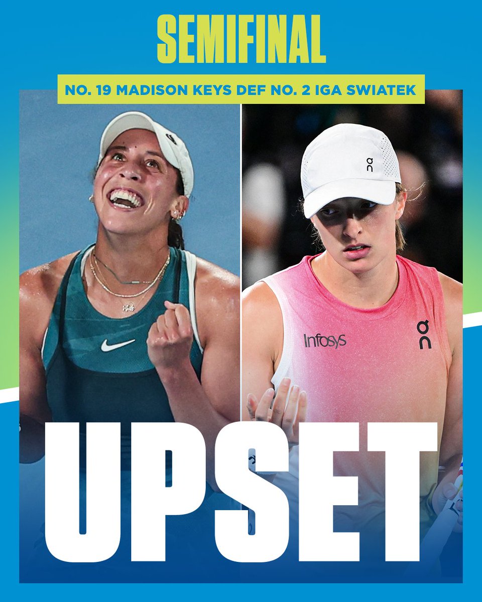 espn's tweet photo. MADISON KEYS IS GOING TO THE AUSTRALIAN OPEN FINAL!

Keys is the only American left on the women’s side 🇺🇸 https://t.co/NP5B8kPqwx