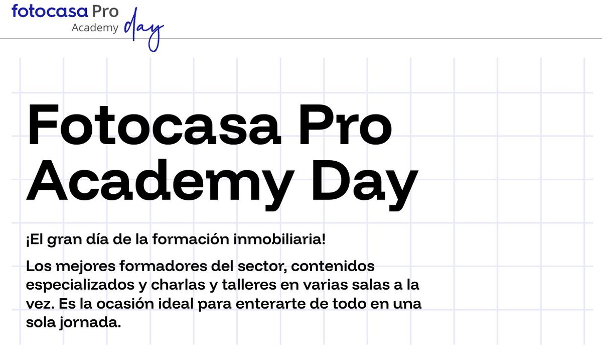 AdevintaSpain (@adevintaspain) on Twitter photo 💥¡El Fotocasa Pro Academy Day regresa a Barcelona!
Un evento único de <a href="/fotocasapro/">Fotocasa Pro</a> sobre el sector inmobiliario, con ponencias de más de 20 expertos como <a href="/GonBernardos/">Gonzalo Bernardos</a>, <a href="/xavier_mitjana/">Xavier Mitjana</a> y <a href="/MariaMatos_MM/">María Matos</a>.
📅26 de febrero
🕙10:00-18:00
📍Hotel Novotel Barcelona City
¡Apúntate!👇 💥¡El Fotocasa Pro Academy Day regresa a Barcelona!
Un evento único de <a href="/fotocasapro/">Fotocasa Pro</a> sobre el sector inmobiliario, con ponencias de más de 20 expertos como <a href="/GonBernardos/">Gonzalo Bernardos</a>, <a href="/xavier_mitjana/">Xavier Mitjana</a> y <a href="/MariaMatos_MM/">María Matos</a>.
📅26 de febrero
🕙10:00-18:00
📍Hotel Novotel Barcelona City
¡Apúntate!👇
