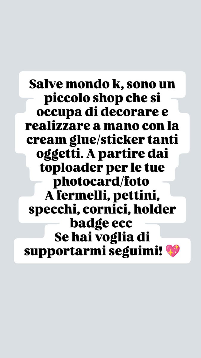 Vivtoploader's tweet photo. Salve mondo kpop, sono un piccolo shop che si occupa di decorare e realizzare a mano con la cream glue/sticker tanti oggetti. A partire dai toploader per le tue photocard/ foto 
A fermelli, pettini, specchi,cornici, holder badge ecc
Se hai voglia di supportarmi seguimi e rt 🙏🏼💜 https://t.co/WwDyXHQWGM