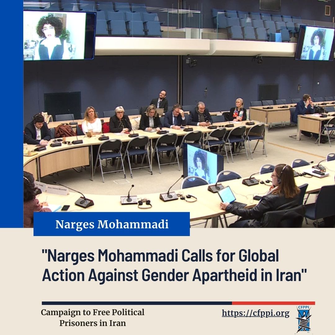 IrancfppiEn's tweet photo. #NargesMohammadi , a prominent human rights activist and Nobel Peace Prize laureate, emphasized the need for decisive international action against gender apartheid in a virtual speech to the French Senate on Thursday, January 23rd. Speaking from Tehran, she told the Senate members that the fight against gender apartheid is not only essential for liberating women from oppression but also a fundamental step towards achieving democracy and justice.

Ms. Mohammadi, who is facing a 36-year prison sentence and other penalties, is currently engaging in civil disobedience and has refused to return to prison. She was released from prison for 21 days due to medical issues and is seeking to extend her medical leave.
@UAGApartheid @EGACampaign @nargesfnd 
#genderApartheid #EndGenderApartheid 
@pakhshanazizi @vrishe_moradi
#stopexecutionsiniran #NoDeathPenaltyTuesdays
@IrancfppiEn #اتحاد_علیه_آپارتاید_جنسیتی #UnitedAgainstGenderApartheid
#CFPPI #اعتصابات_سراسری #اعتصاب_عمومی