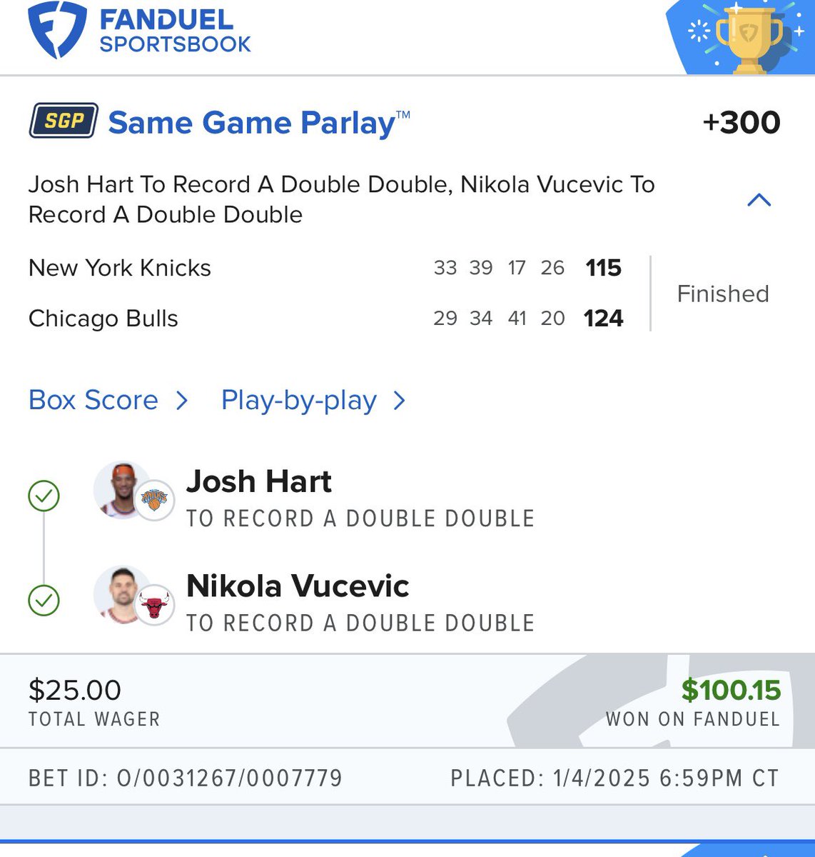 CbladezPicks's tweet photo. Always nice to hit while your at the game #fandual #chicago #nbabets https://t.co/4r430q3fn1