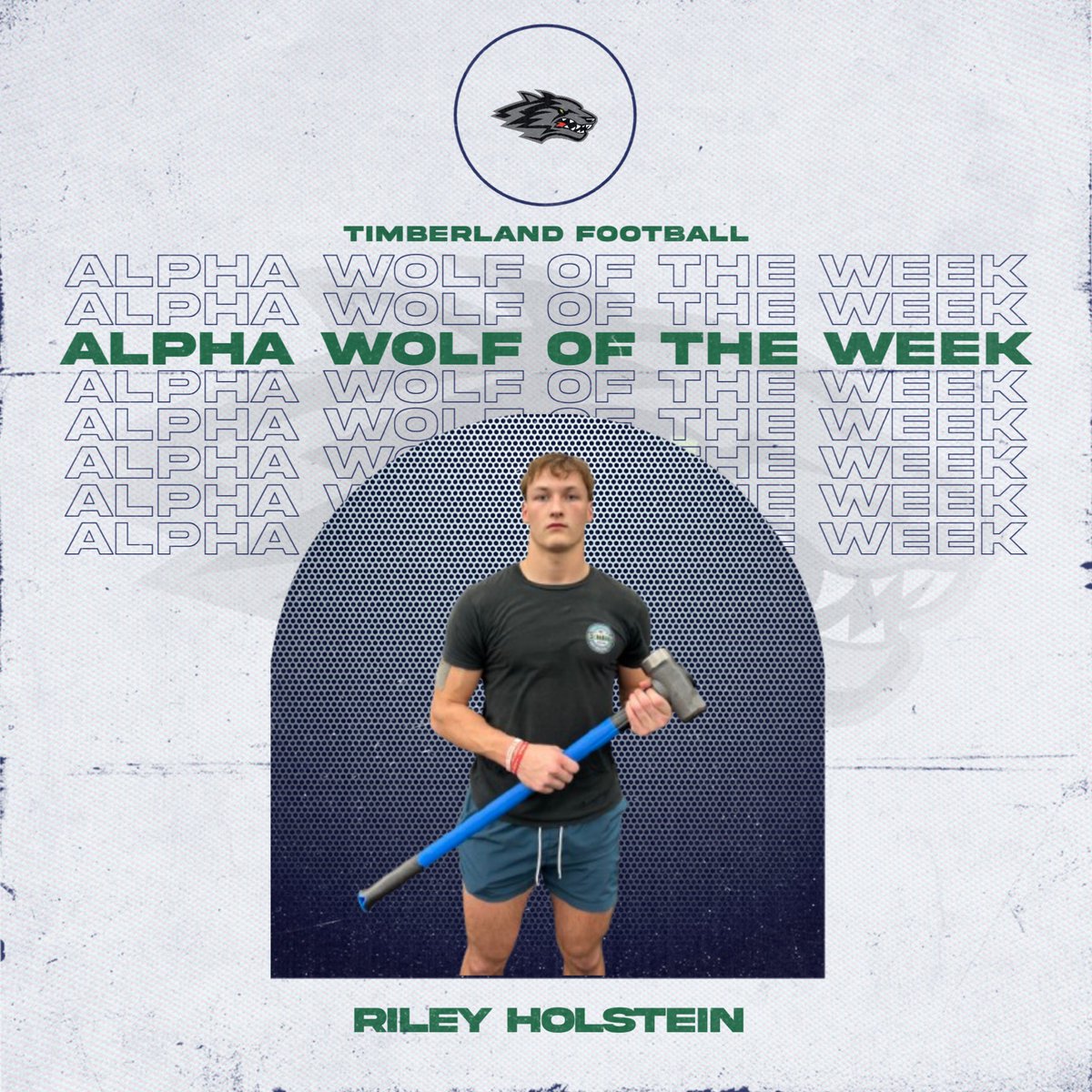 Timberland Football (@footballths) on Twitter photo Another solid week of training. The energy and enthusiasm remain high! Congrats to our Alpha Wolf of the Week <a href="/RileyHolstein/">Riley Holstein</a>! Another solid week of training. The energy and enthusiasm remain high! Congrats to our Alpha Wolf of the Week <a href="/RileyHolstein/">Riley Holstein</a>!