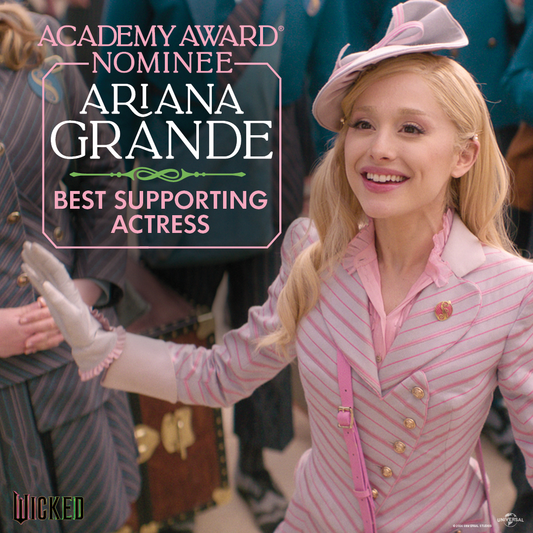 wickedmovie's tweet image. Ariana Grande has been nominated for Best Supporting Actress at the Academy Awards for her performance in Wicked! #Oscars