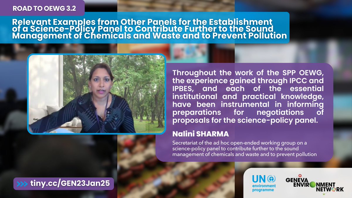 GENeva Environment Network (@genetwork) on Twitter photo <a href="/UNEP/">UN Environment Programme</a> <a href="/IPCC_CH/">IPCC</a> <a href="/IPBES/">ipbes</a> <a href="/IISD_ENB/">Earth Negotiations Bulletin</a> <a href="/ErmiraFida/">Ermira Fida</a> <a href="/JimSkeaIPCC/">Jim Skea</a> <a href="/dobura/">David Obura</a> <a href="/NaliniSharmaGVA/">Nalini Sharma</a> <a href="/IPCPch/">IPCP - International Panel on Chemical Pollution</a> <a href="/ALarigauderie/">Anne Larigauderie</a> Moderating the session, Nalini Sharma of the #SPPCWP OEWG Secretariat highlights how today's discussion brings out both institutional and practical knowledge that might be relevant for the establishment of an SPP. <a href="/UNEP/">UN Environment Programme</a> <a href="/IPCC_CH/">IPCC</a> <a href="/IPBES/">ipbes</a> <a href="/IISD_ENB/">Earth Negotiations Bulletin</a> <a href="/ErmiraFida/">Ermira Fida</a> <a href="/JimSkeaIPCC/">Jim Skea</a> <a href="/dobura/">David Obura</a> <a href="/NaliniSharmaGVA/">Nalini Sharma</a> <a href="/IPCPch/">IPCP - International Panel on Chemical Pollution</a> <a href="/ALarigauderie/">Anne Larigauderie</a> Moderating the session, Nalini Sharma of the #SPPCWP OEWG Secretariat highlights how today's discussion brings out both institutional and practical knowledge that might be relevant for the establishment of an SPP.