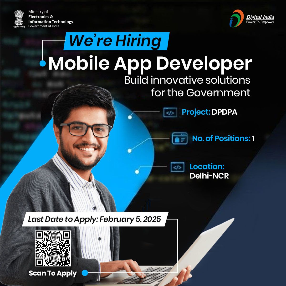 GoI_MeitY's tweet image. Join Digital India Corporation as a Mobile App Developer for the DPDPA Project.
Apply now: dic.gov.in/jobs/full-stac…
Be part of India&apos;s digital revolution! 

#DigitalIndia #WeAreHiring #MobileDeveloper
@ind_dpdp @DigitalIndiaCrp