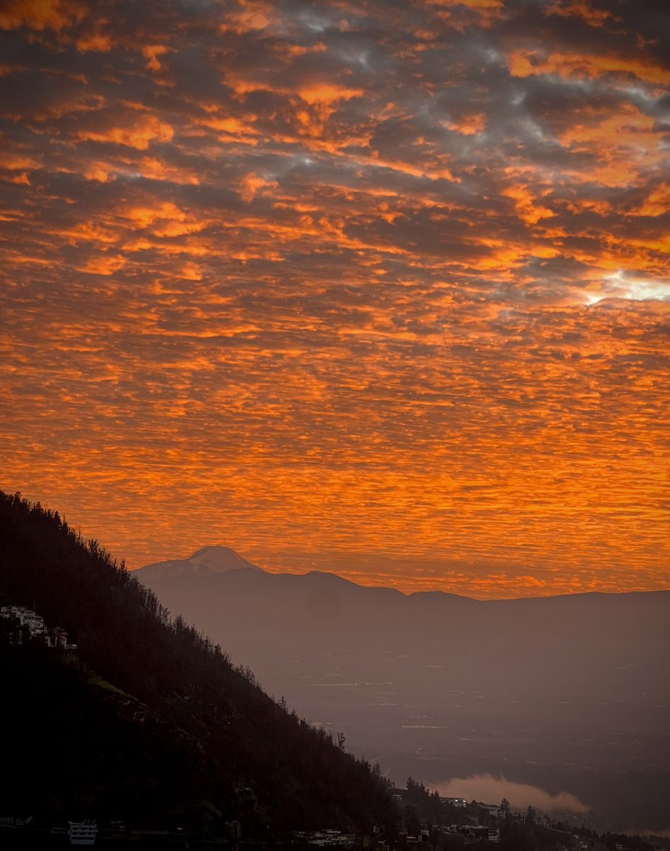 jpmoralesviteri's tweet photo. Cielo de #Quito de las 06:16.

Un instante de nubes altocumulus en tono naranja al amanecer. 

1. El valle de #Tumbaco
2. El Cayambe
3. El Antisana

#nohaycielocomoeldeQuito https://t.co/Go47wdS8AC