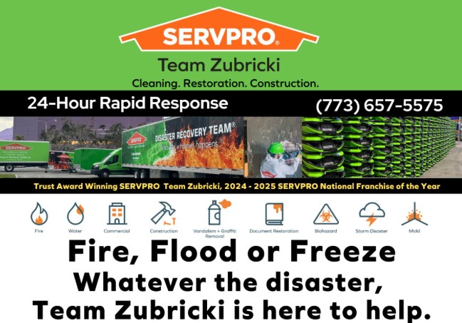 Our Strategic Partners at SERVPRO Team Zubricki is here to help our members during this deep freeze. Is your hotel experiencing broken pipes or flooding? Give them a call at (773) 657-5575