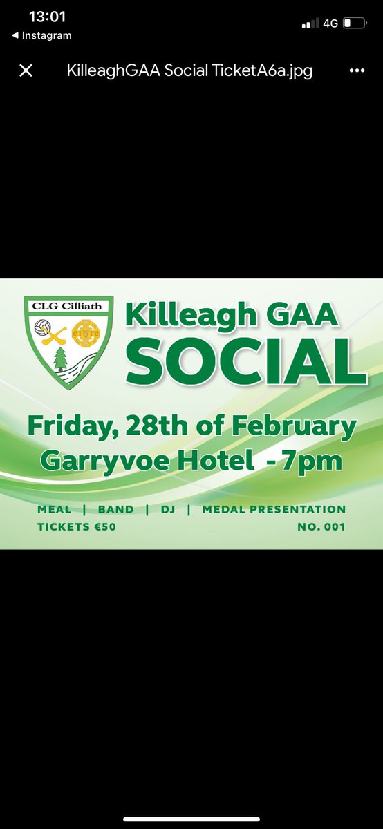 HealthyKilleagh's tweet photo. @KilleaghGAA Social in Garryvoe Hotel Coming Up Soon! Tickets on sale in Pairc Ui Chinneide this evening 8.00-8.20 p.m. https://t.co/VtvBO2g9ip
