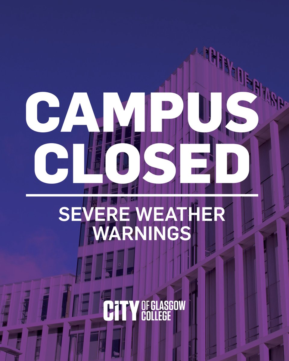 Both City &amp; Riverside Campuses are closed on Fri 24 Jan due to a Met Office Red Warning.

DO NOT travel to College on Friday.  Classes will take place online where possible.

Keep updated >> socsi.in/AnqsK

Our Halls of Residence will remain open.