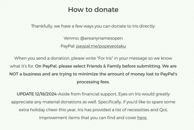 GeneErara's tweet image. @Irisposting is in need of urgent help for their medical insurance, please help donate/share with the link below.

Currently looking at raising around $1,000 for their medical bills and living expenses - every little bit helps.