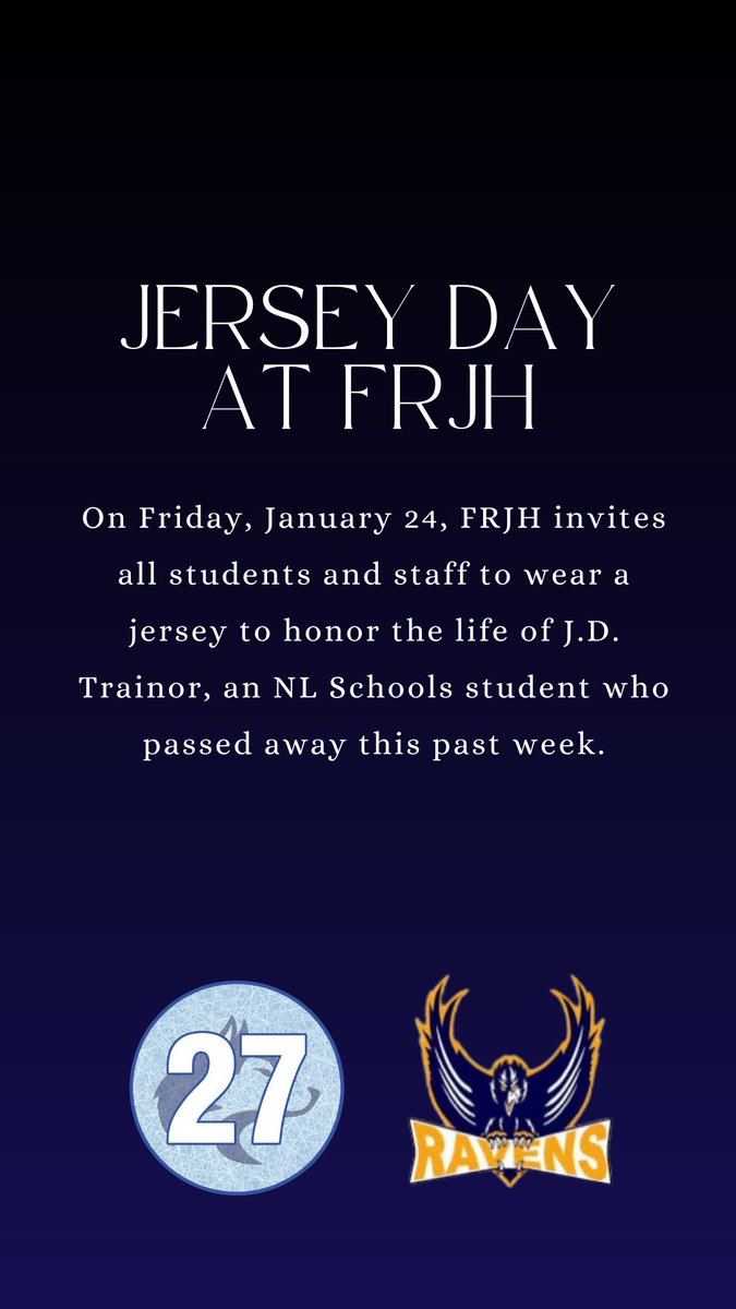 Ravens, please wear your jersey tomorrow to support the Trainor family. 🕊️ #27