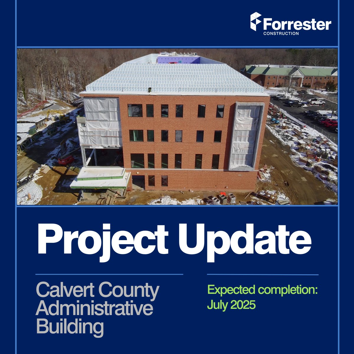 We are excited to share the construction progress of the Calvert County Administrative Building! Learn more about how it started, how it’s going, and what’s to come here: forresterconstruction.com/calvert-county….