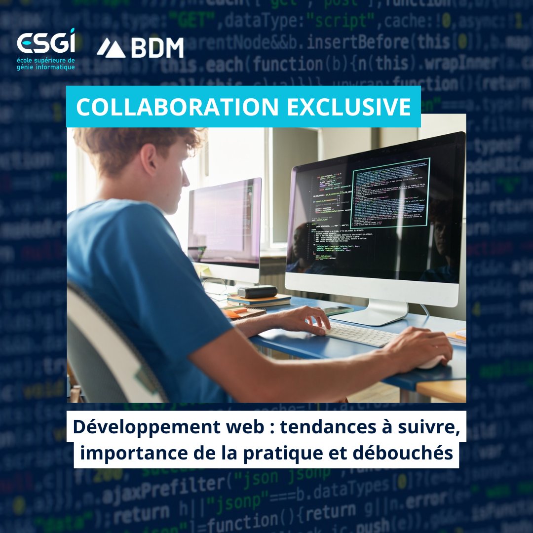 🌐 Semaine du Développement Web 🌟

Amin Nairi, Directeur Pédagogique de la filière Ingénierie du web à l’ESGI, a été interviewé par le <a href="/BlogModerateur/">BDM</a>  pour partager sa vision sur les tendances du développement web.

👉 Lisez l’interview dès maintenant sur le site du BDM !