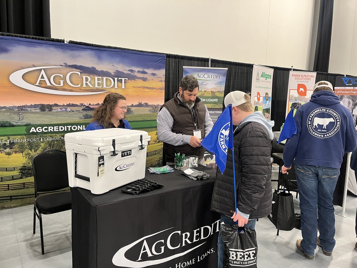 CKYAgCredit's tweet photo. Did you catch us at the Kentucky Cattlemen's Convention last week? We loved meeting everyone who swung by our booth! Whether you're looking to expand your farm or upgrade your equipment, we've got the right loan for you. #FarmLoans #AgSupport #KentuckyCattlemens https://t.co/Pjkt22Tlra