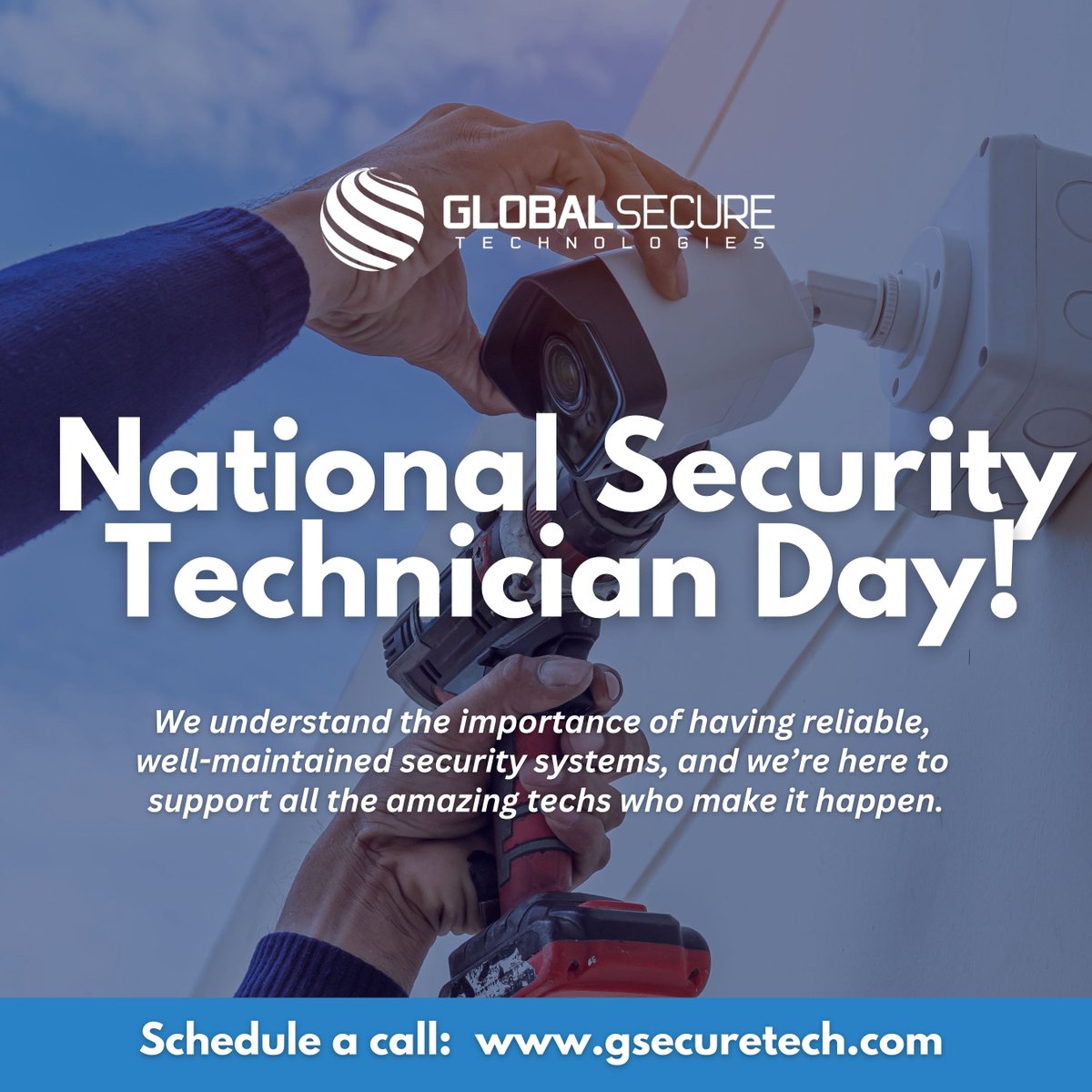GSecureTech's tweet image. Today, we’re proud to recognize our hardworking team who take part in keeping our businesses safe by installing and maintaining surveillance systems! #globalsecure #lowvoltage #nationalsecuritytechnicianday