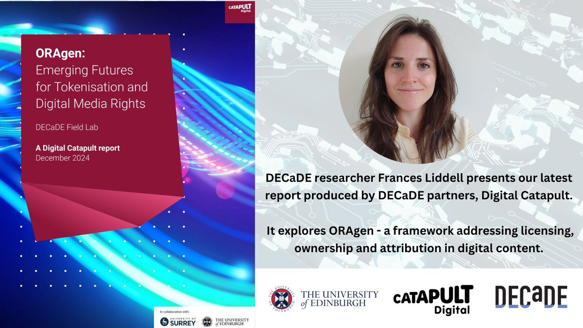 Creators are often challenged with maintaining attribution and managing and sharing content in the digital cultural economy.
DECaDE researcher <a href="/FrancesLiddell/">Dr Frances Liddell</a> shares ORAgen - a framework addressing licensing, ownership and attribution in digital content. tinyurl.com/ORAgentech