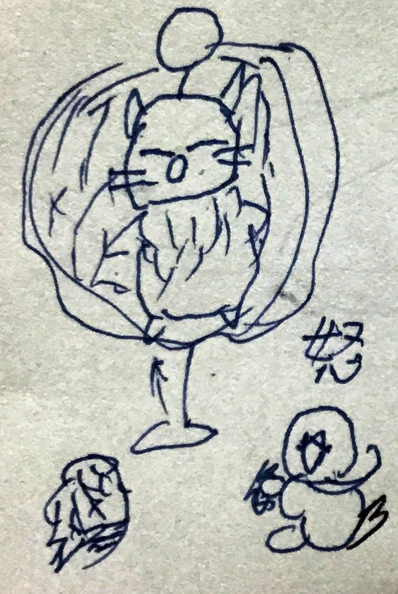 tonsamesann's tweet image. 本日の成果である  #クラサメ  #イラスト
モグリンよ…カヌ・エ様に落ち葉拾いさせたのか イライラする白豚モーグリ